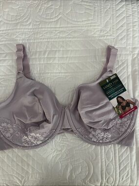 Vanity Fair Lavender Lace-Trim Full Coverage Underwire Bra